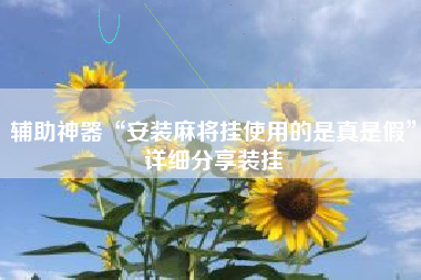 辅助神器“安装麻将挂使用的是真是假”详细分享装挂