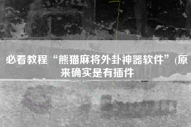 必看教程“熊猫麻将外卦神器软件	”(原来确实是有插件