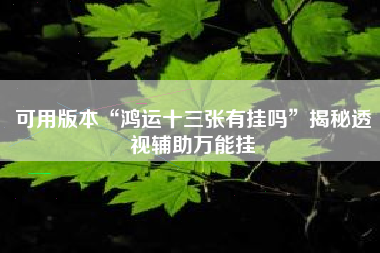 可用版本“鸿运十三张有挂吗”揭秘透视辅助万能挂