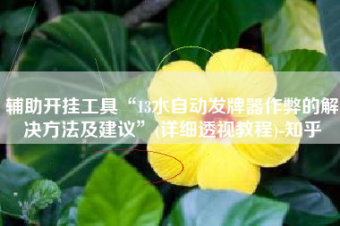 辅助开挂工具“13水自动发牌器作弊的解决方法及建议	”(详细透视教程)-知乎