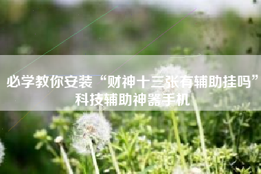 必学教你安装“财神十三张有辅助挂吗	”科技辅助神器手机