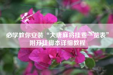 必学教你安装“大唐麻将挂费一览表	”附开挂脚本详细教程