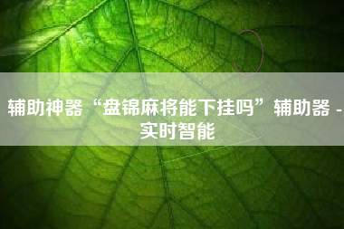辅助神器“盘锦麻将能下挂吗”辅助器 - 实时智能