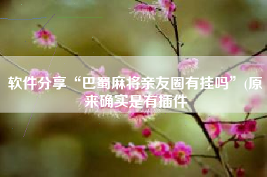 软件分享“巴蜀麻将亲友圈有挂吗	”(原来确实是有插件