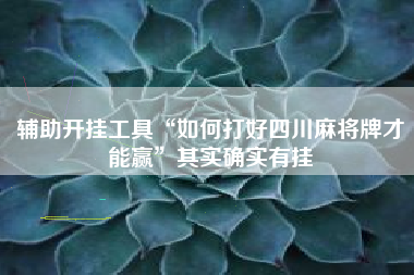 辅助开挂工具“如何打好四川麻将牌才能赢	”其实确实有挂