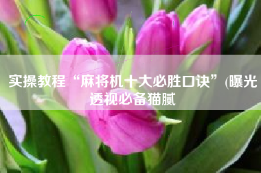 实操教程“麻将机十大必胜口诀	”(曝光透视必备猫腻