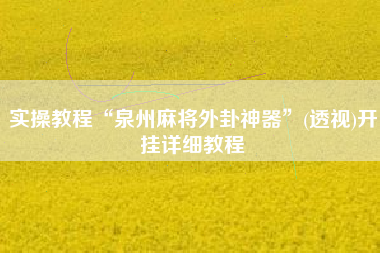 实操教程“泉州麻将外卦神器”(透视)开挂详细教程