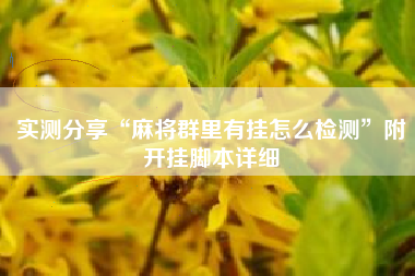 实测分享“麻将群里有挂怎么检测”附开挂脚本详细