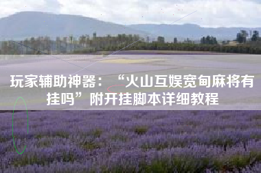 玩家辅助神器：“火山互娱宽甸麻将有挂吗”附开挂脚本详细教程