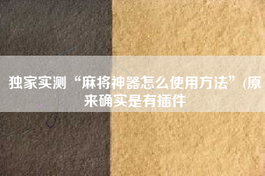 独家实测“麻将神器怎么使用方法”(原来确实是有插件