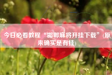 今日必看教程“邯郸麻将开挂下载	”(原来确实是有挂)