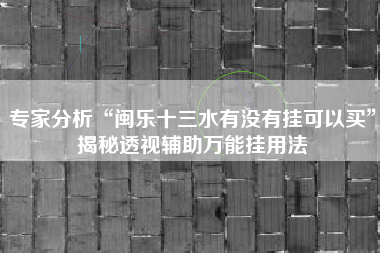 专家分析“闽乐十三水有没有挂可以买”揭秘透视辅助万能挂用法