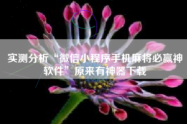 实测分析“微信小程序手机麻将必赢神软件”原来有神器下载