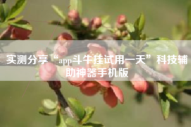 实测分享“app斗牛挂试用一天”科技辅助神器手机版