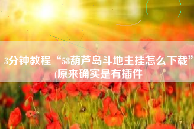 3分钟教程“58葫芦岛斗地主挂怎么下载”(原来确实是有插件 3分钟教程“58葫芦岛斗地主挂怎么下载”(原来确实是有插件