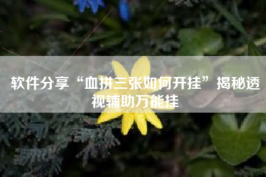 软件分享“血拼三张如何开挂”揭秘透视辅助万能挂
