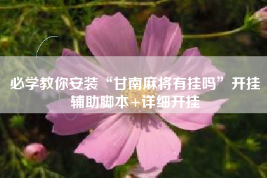 必学教你安装“甘南麻将有挂吗”开挂辅助脚本+详细开挂